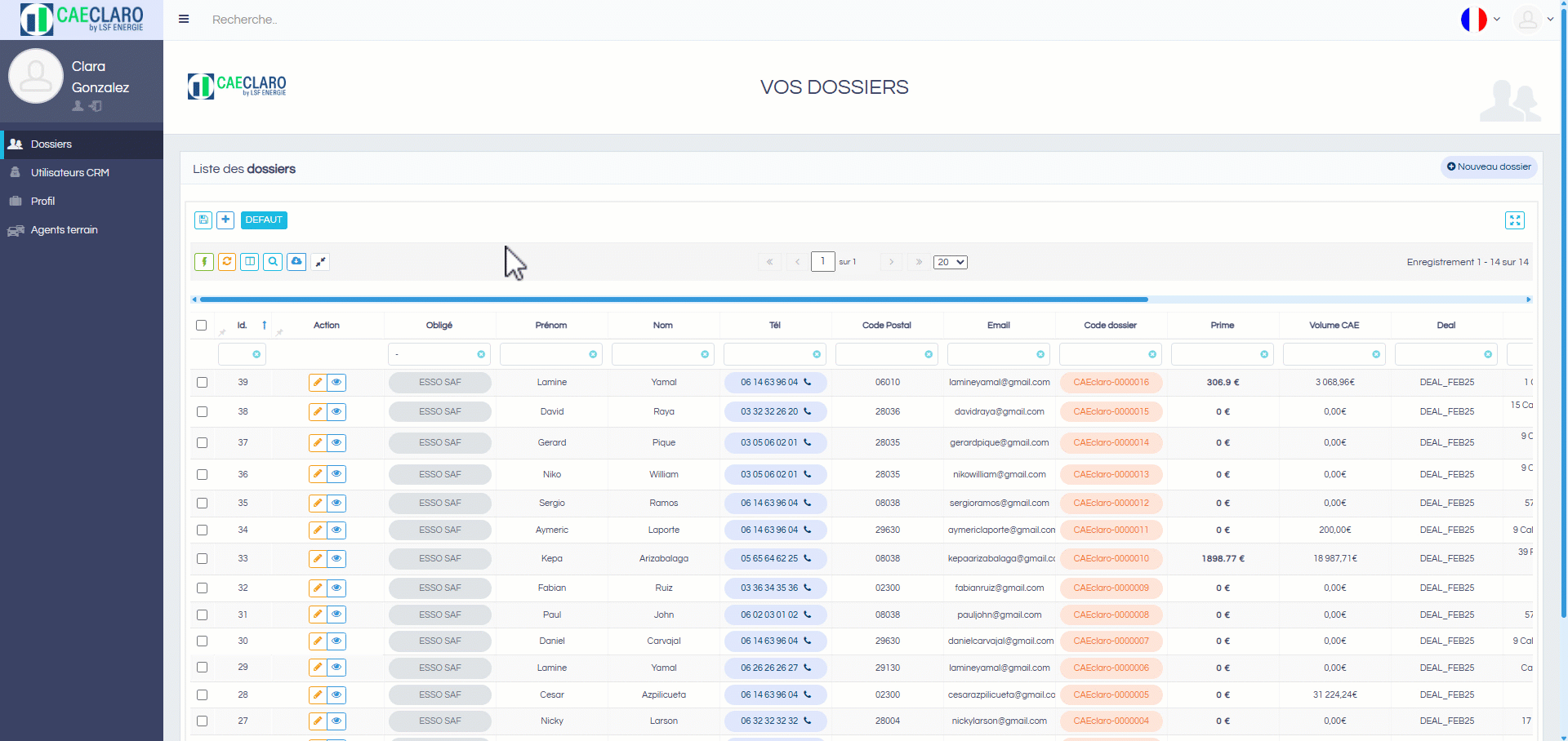 VUE CENTRALISER DOSSIER – FR1
